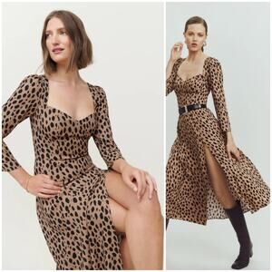 Reformation Mara Midi Dress in Bobcat prints size 4P $248